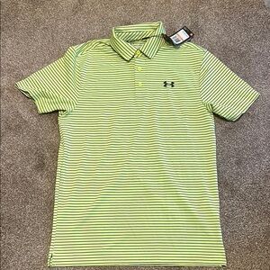 Under Armour Men's Green Striped Polo Shirt